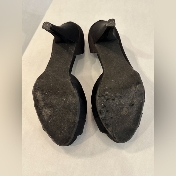 Black Satin with Peep Toe Michelangelo Heels Size 9 - Picture 6 of 6